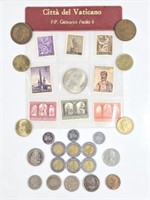 Foreign Coins, Vatican Stamps & Coin Set