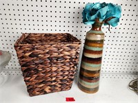 Large Vase/Wicker Waste Basket