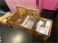 BOXES OF MISC. SUPPLIES (PLEXIGLASS SIGN HOLDERS,