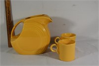 Yellow Fiestaware Pitcher and 2 cups