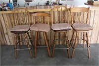Lot of 4 Assorted Wood Bar Chairs