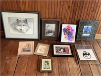 Lot of framed artworks and prints shown