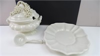 White Serving Plate and Punch Bowl