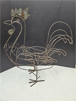 Large Wrought Iron Rooster Planter Decor 32"x31"