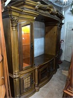 Ornate Wood Entertainment Center 5 Pcs  94 w x 21