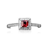 14K WHITE GOLD 2.00CT RUBY 1.00CT DIAMOND RING