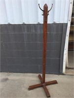 Vintage wooden coat rack, 63” tall