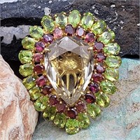 925 SILVER W GOLD OVERLAY TOURMALINE GEMSTONE