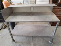 Stainless Metal Table on Wheels