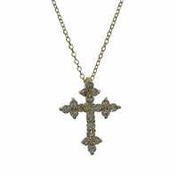 14k Gold .38ct Diamond Cross Necklace