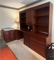 Solid Wood 6pc Office Desk, Shelf, Storage Unit