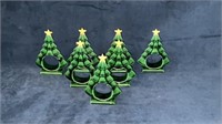 7 Vintage Ceramic Christmas Tree Napkin Rings