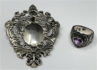 Sterling Brooch and Ring