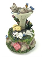 San Francisco Music Box Co. "Cat in Bird Bath"