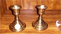 Pair of brass candle stick holders 3 1/4" tall