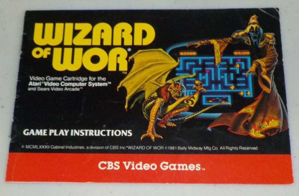 Atari Wizard Of Wor Instruction Book
