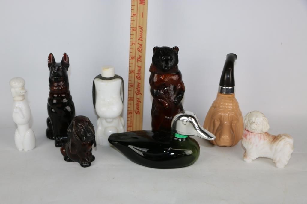 Assorted Old Avon Bottles-Dogs, Duck, Bear