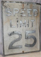 "Speed Limit 25" Metal Sign