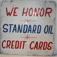 "We Honor Standard Oil Credit Cards" Sign