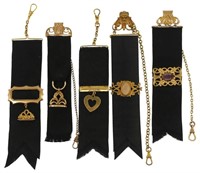 VICTORIAN GOLD-FILLED MOURNING POCKET WATCH FOBS