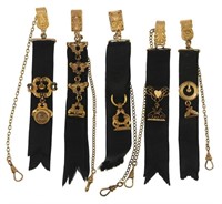 VICTORIAN GOLD-FILLED MOURNING POCKET WATCH FOBS