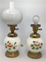Painted Milk Glass Lamps