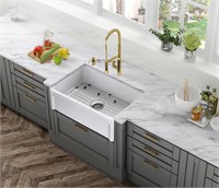 $369  allen + roth 30x18 White Farmhouse Sink