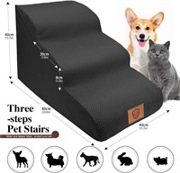 Lesnox Dog Stairs  3 Step Foam Ramp - Black