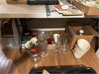 LARGE LOT OF VASES / GLASSWARE UNDER THE TABLE