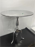 Petite Oval Top Pewter Style Accent Side Table
