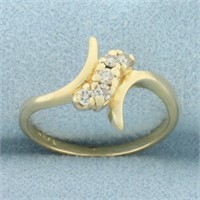 Diamond Bypass Design Ring in 14k Yellow Gold