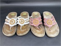 Earth Spirit Eart White Pink Beaded Women Sandals