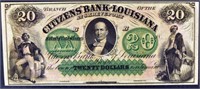 1800's $20 Citizens' Bank Louisiana Obsolete Note