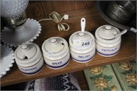 CONDIMENT JARS WITH LIDS - 2 SPOONS