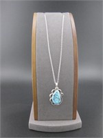 Sterling Silver Turquoise Pendant Navajo See Info