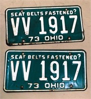 pair 1973 OH license plates