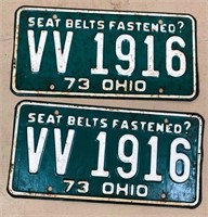 pair 1973 OH license plates