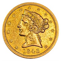 1843 $5 Gold Half Eagle