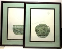 (2pc) Douglas S/n Chinese Urn Prints On Paper
