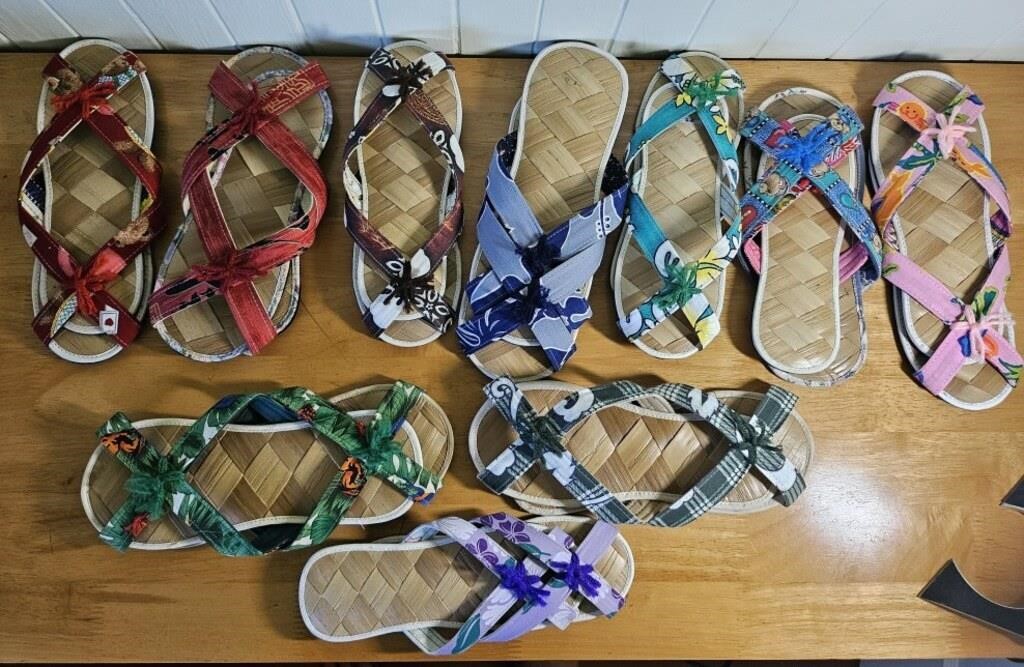 Lot of Japanese slippers in basket 10 pair