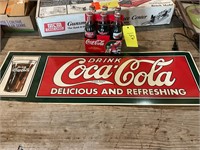 Vintage Coca-Cola lot full bottles sign