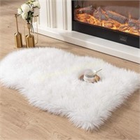 Sheepskin Style Faux Fur Rug  White 67x109 cm