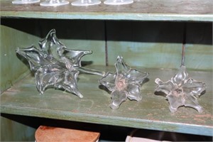 3 Murano style art glass flowers