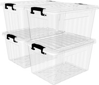 Plastic Storage Bin Box w/Lid  Clear  18Qt x 4