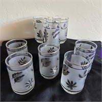 MCM Libbey Silver Leaf Frosted Tumblers
