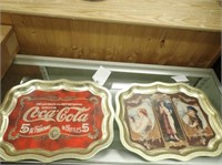 (2) Coca Cola Trays - 18"Lx 14" W