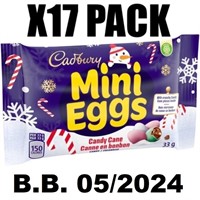 17 x 33g CADBURY MINI EGGS CANDY CANE - BB 05/2024