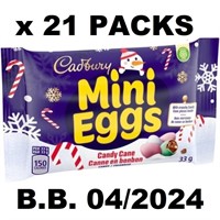 21 x 33g CADBURY MINI EGGS CANDY CANE - BB 04/2024