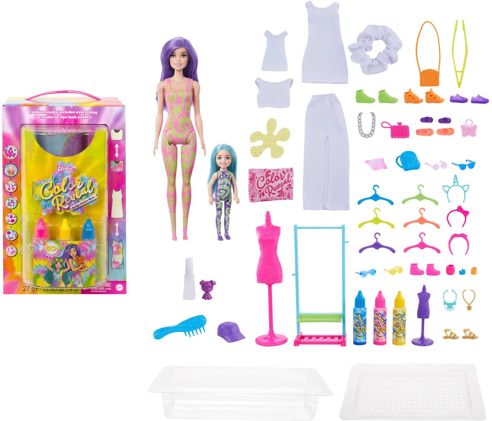 $50  Barbie - Color Reveal Tie Dye Maker & 2 Dolls