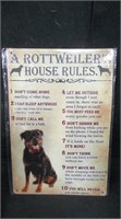 ROTTWEILER'S HOUSE RULES... 8" x 12" TIN SIGN